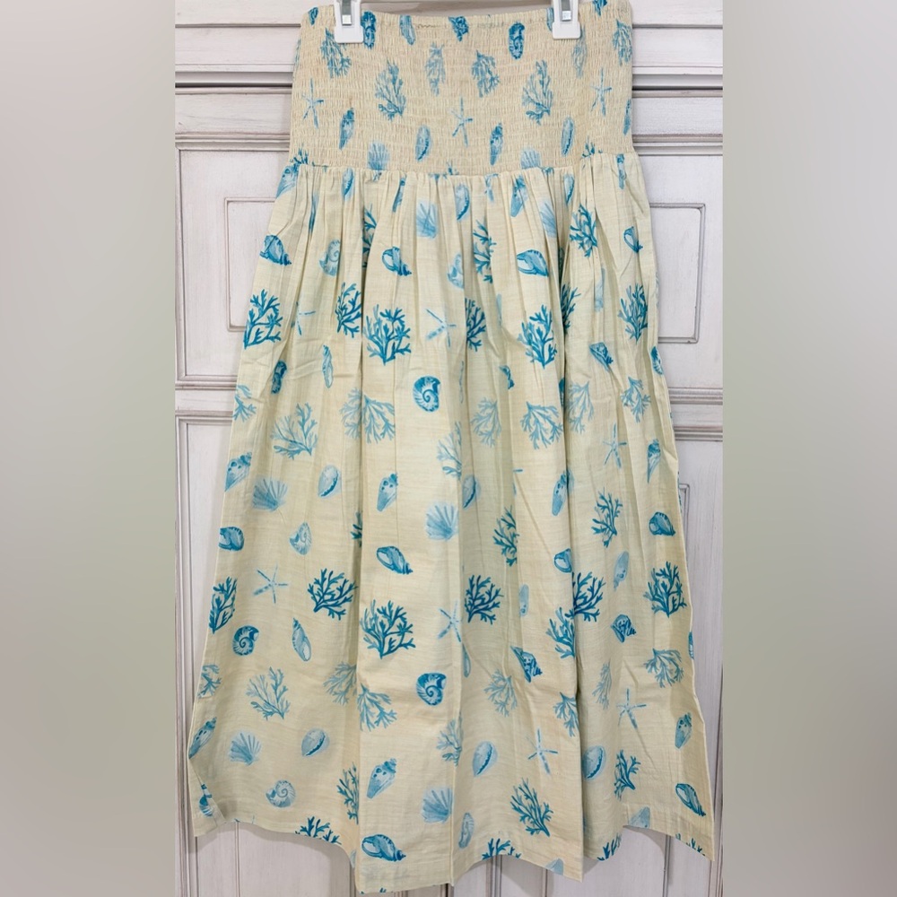 NEW NO TAG SZ S/M Holly Shae Seashell Print Cream Maxi Skirt
